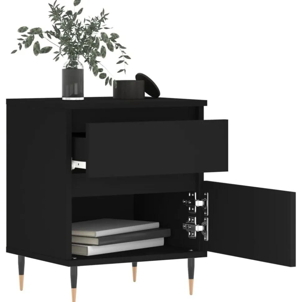 vidaXL Nachtkastje 40x35x50 cm bewerkt hout zwart