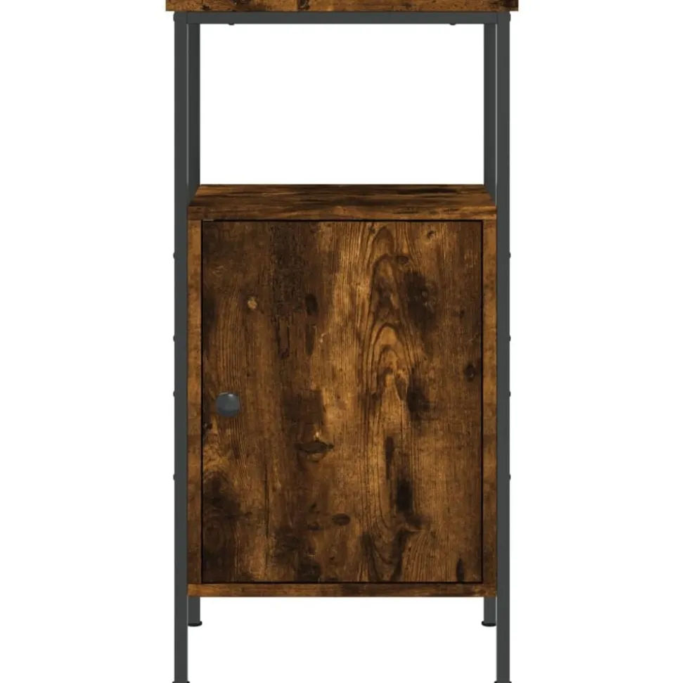 vidaXL Nachtkastje 41x31x80 cm bewerkt hout gerookt eikenkleurig