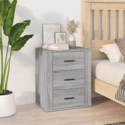 vidaXL Nachtkastje 50x36x60 cm bewerkt hout grijs sonoma eikenkleurig
