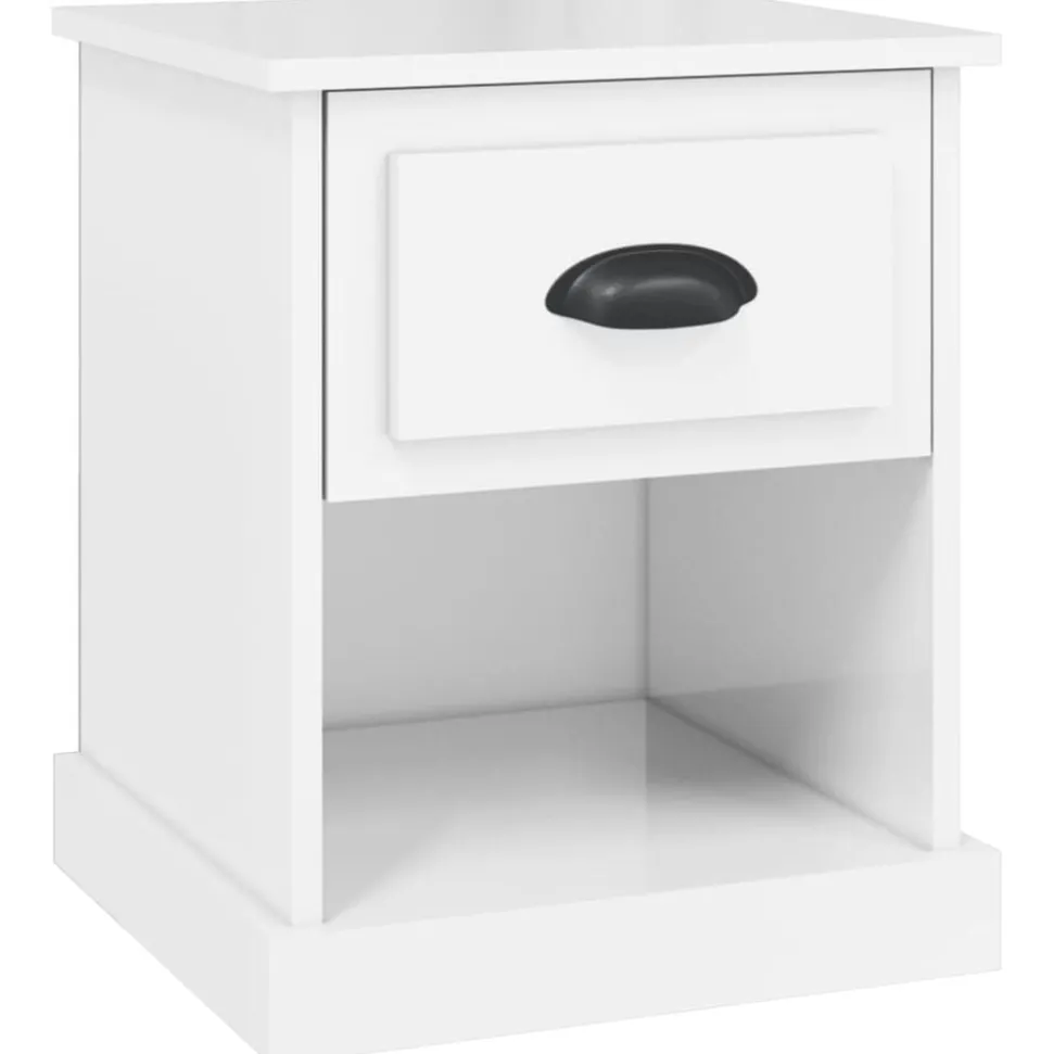 vidaXL Nachtkastje 39x39x47,5 cm bewerkt hout hoogglans wit
