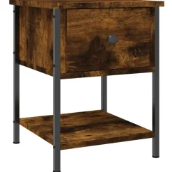vidaXL Nachtkastje 34x35,5x45 cm bewerkt hout gerookt eikenkleurig