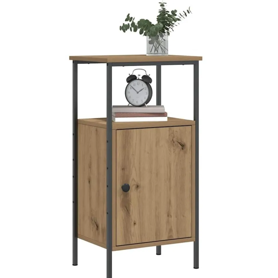 vidaXL Nachtkastje 41x31x80 cm bewerkt hout artisanaal eikenkleurig