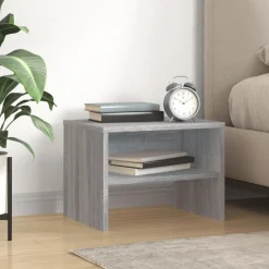 vidaXL Nachtkastje 40x30x30 cm bewerkt hout grijs sonoma eikenkleurig
