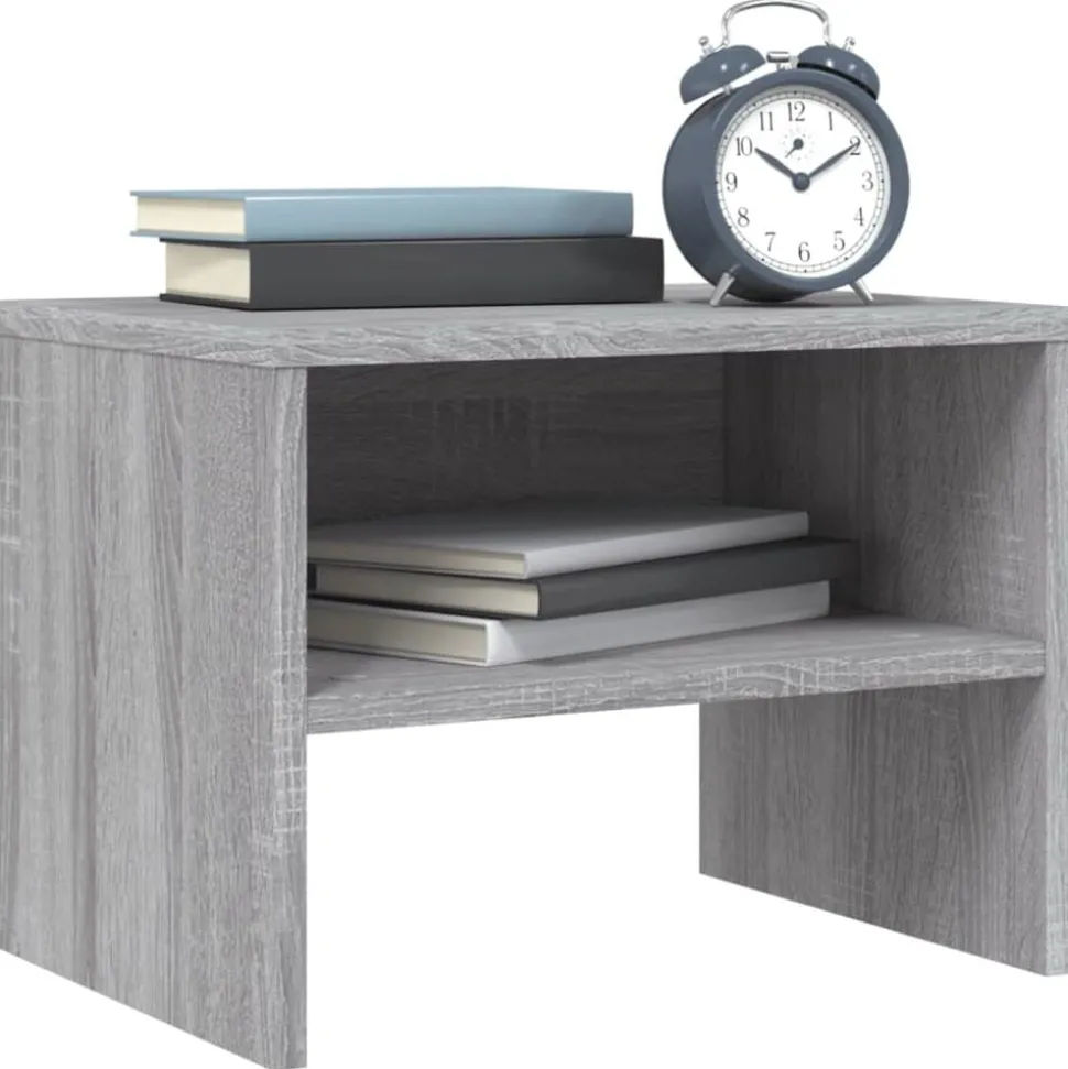 vidaXL Nachtkastje 40x30x30 cm bewerkt hout grijs sonoma eikenkleurig