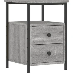 vidaXL Nachtkastje 34x35,5x50 cm bewerkt hout grijs sonoma