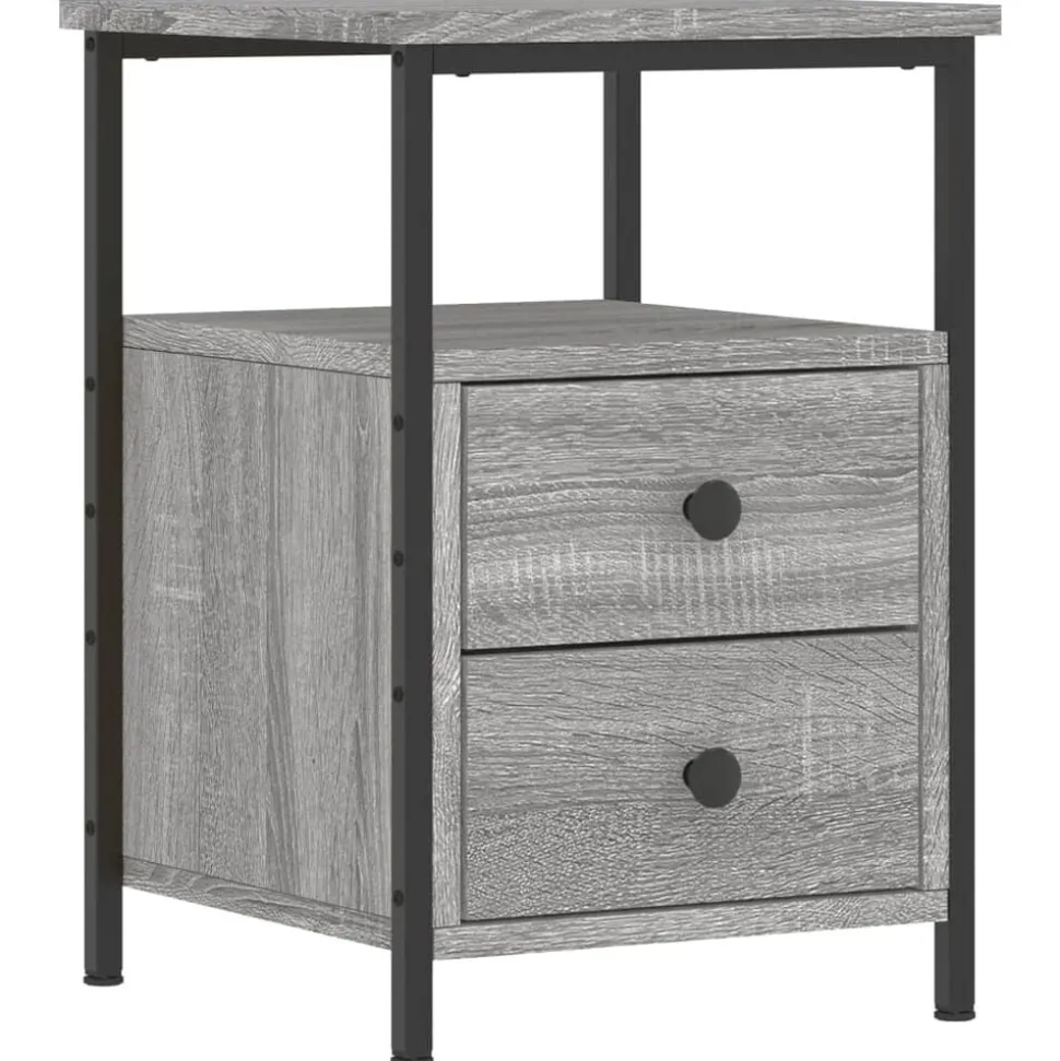 vidaXL Nachtkastje 34x35,5x50 cm bewerkt hout grijs sonoma