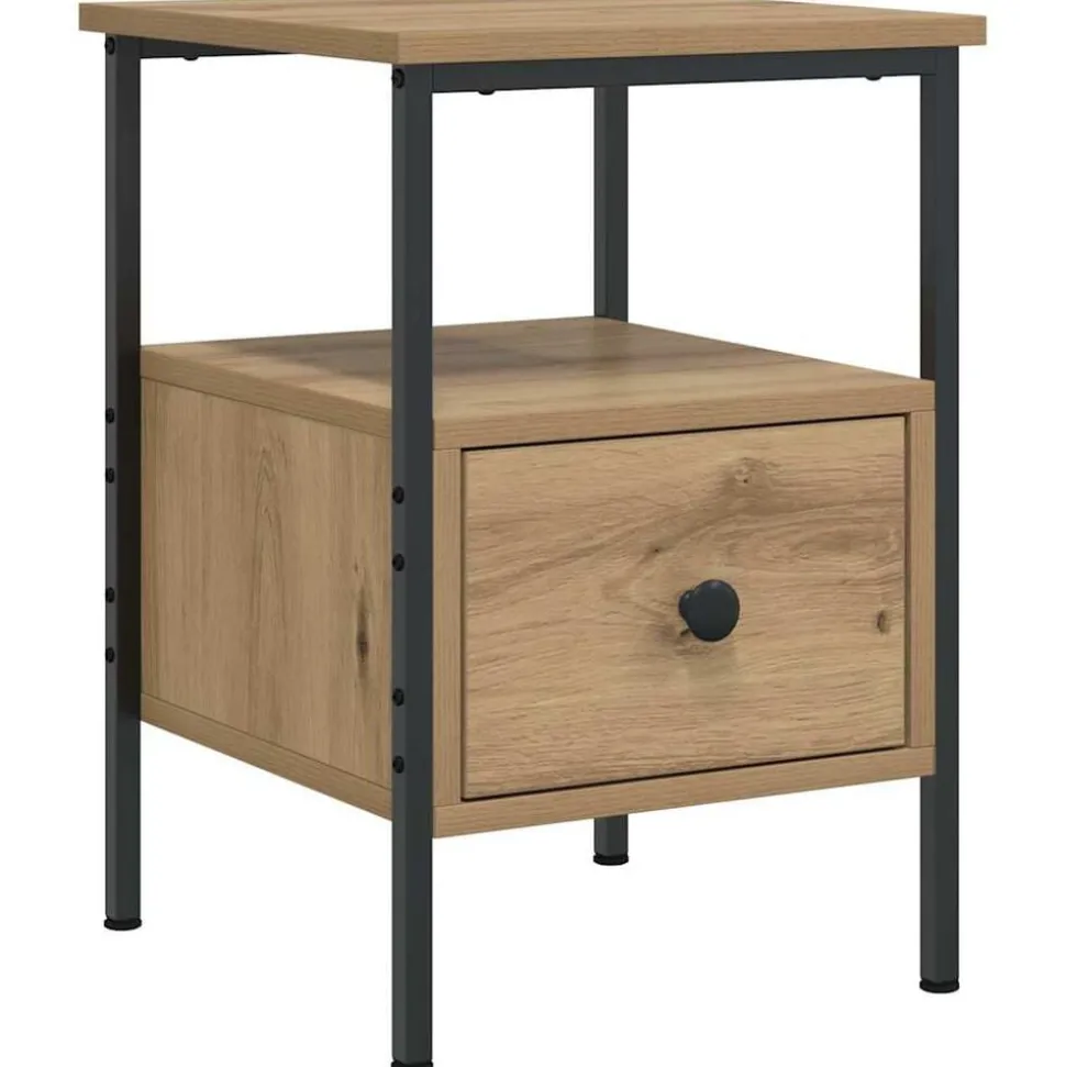 vidaXL Nachtkastje 34x36x50 cm bewerkt hout artisanaal eikenkleurig