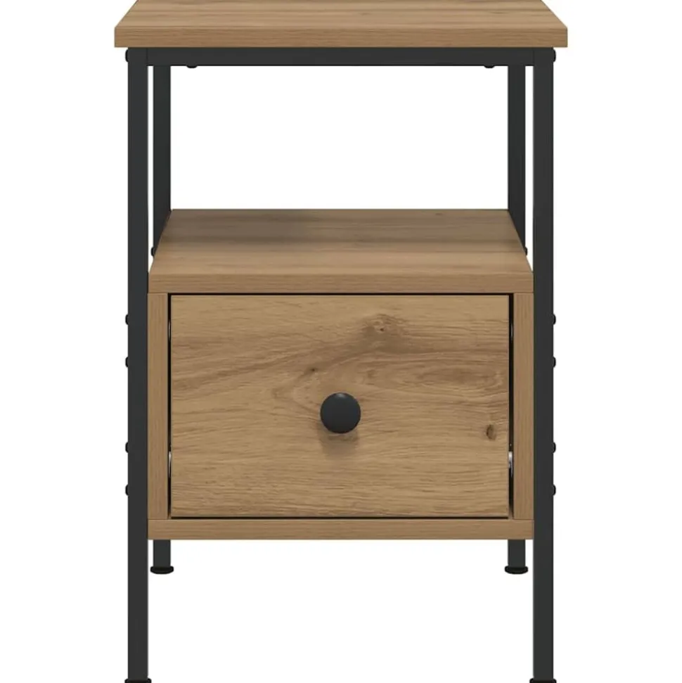 vidaXL Nachtkastje 34x36x50 cm bewerkt hout artisanaal eikenkleurig