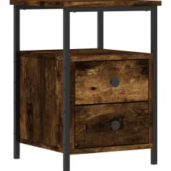 vidaXL Nachtkastje 34x35,5x50 cm bewerkt hout gerookt eikenkleurig