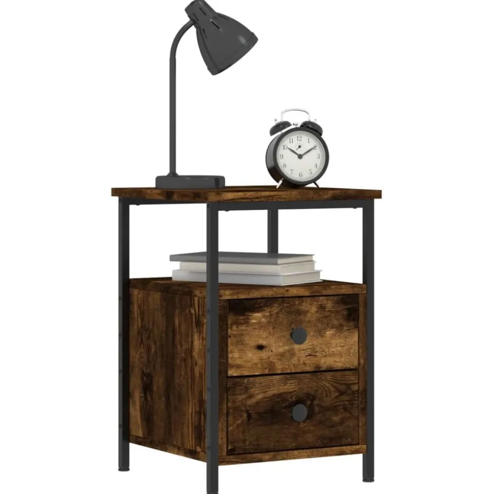 vidaXL Nachtkastje 34x35,5x50 cm bewerkt hout gerookt eikenkleurig