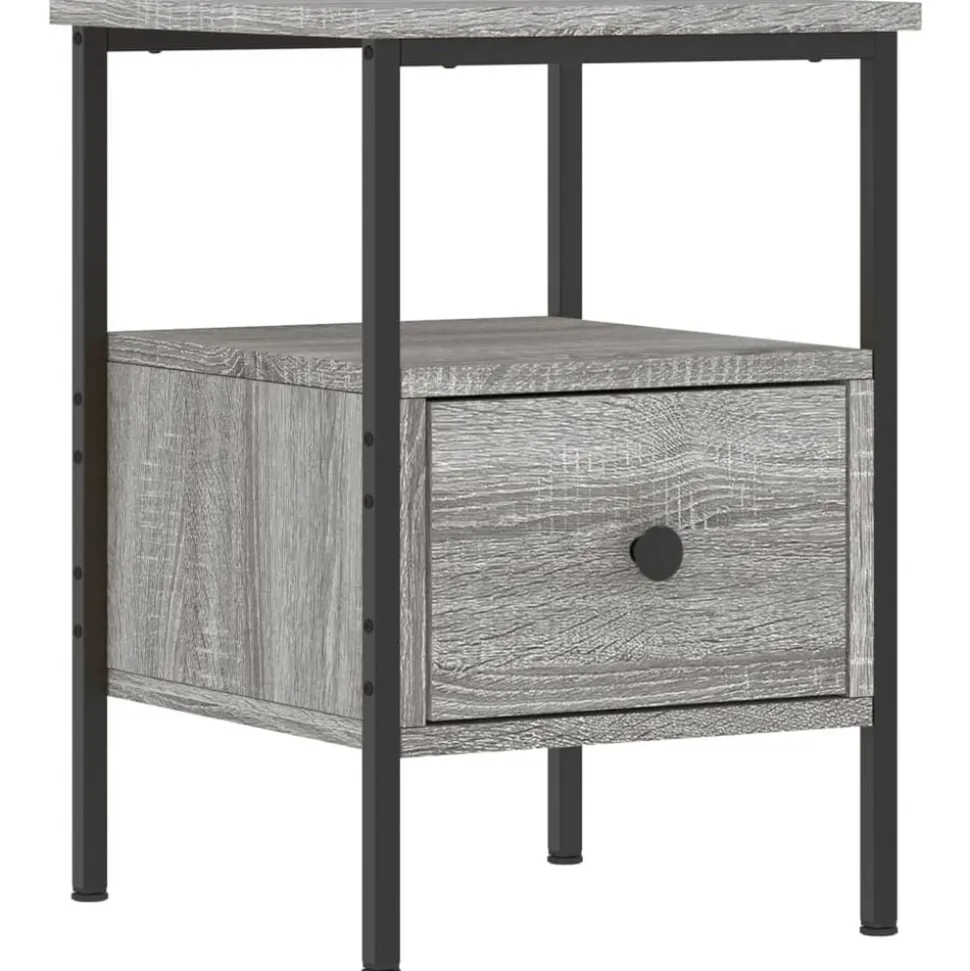 vidaXL Nachtkastje 34x36x50 cm bewerkt hout grijs sonoma eikenkleurig