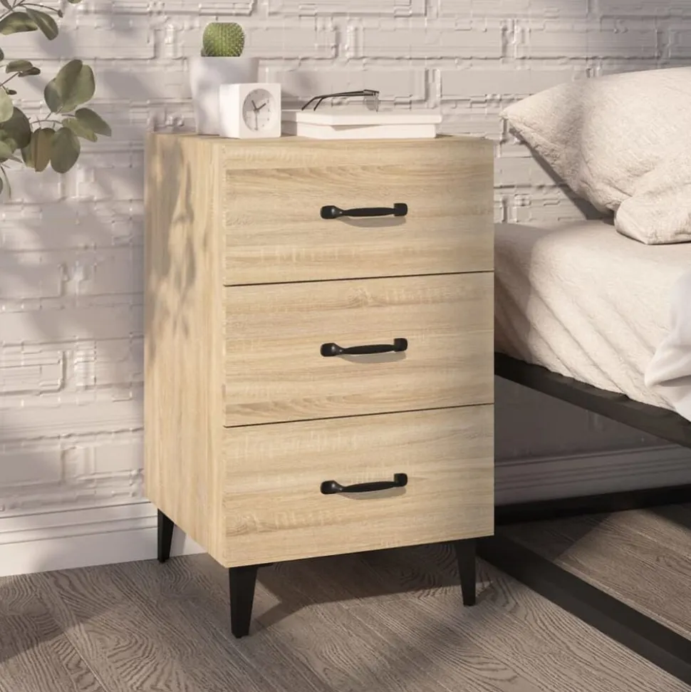 vidaXL Nachtkastje 40x40x66 cm bewerkt hout sonoma eikenkleurig