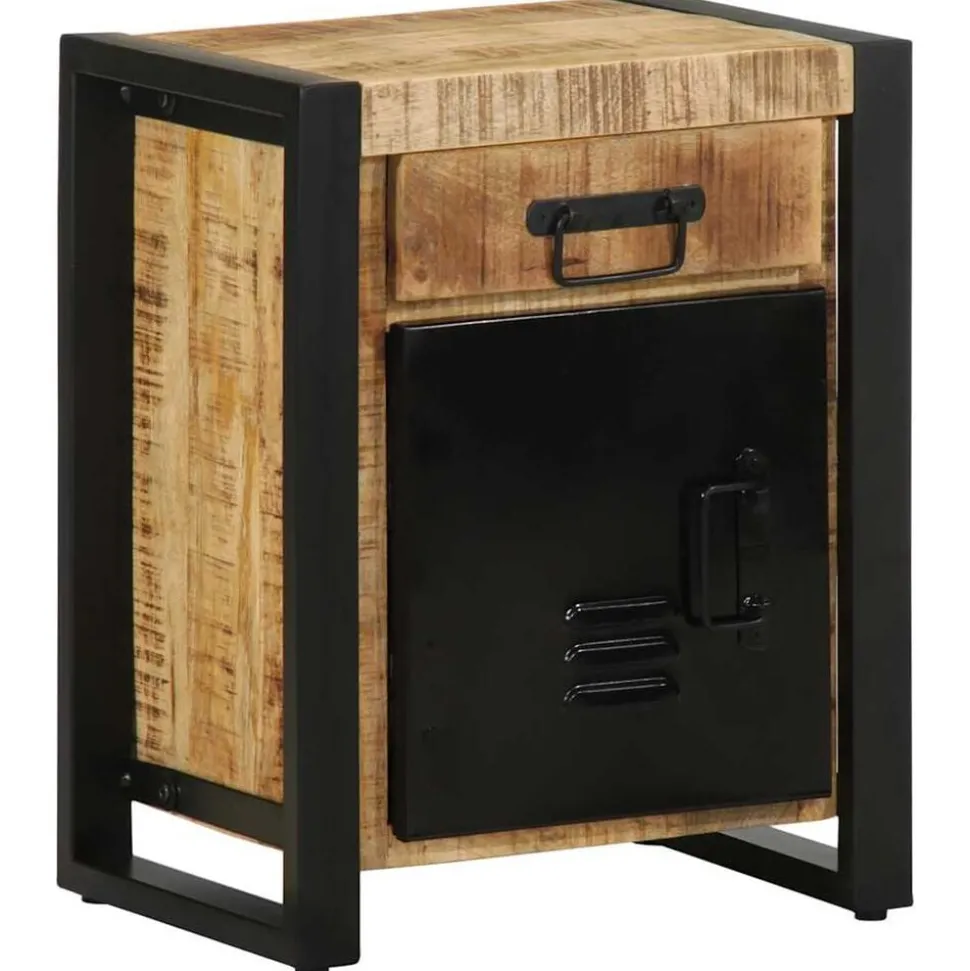vidaXL Nachtkastje 40x30x50 cm massief ruw mangohout