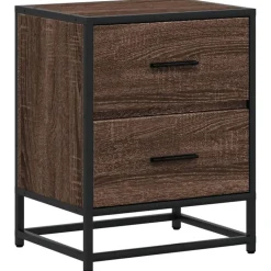 vidaXL Nachtkastje 40x31x50 cm bewerkt hout bruin eikenkleurig