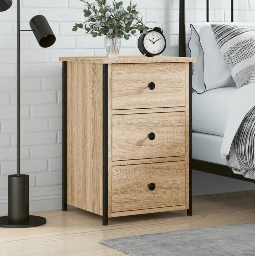vidaXL Nachtkastje 40x36x60 cm bewerkt hout sonoma eikenkleurig