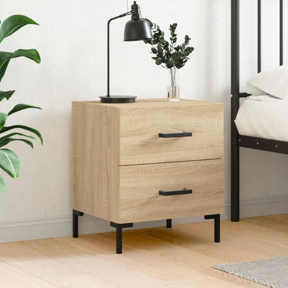 vidaXL Nachtkastje 40x35x47,5 cm bewerkt hout sonoma eikenkleurig