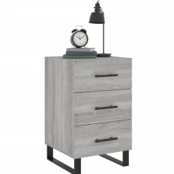 vidaXL Nachtkastje 40x40x66 cm bewerkt hout grijs sonoma eiken