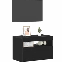 vidaXL Nachtkastje Zwart Eiken 60 x 35 x 40 cm Bewerkt hout