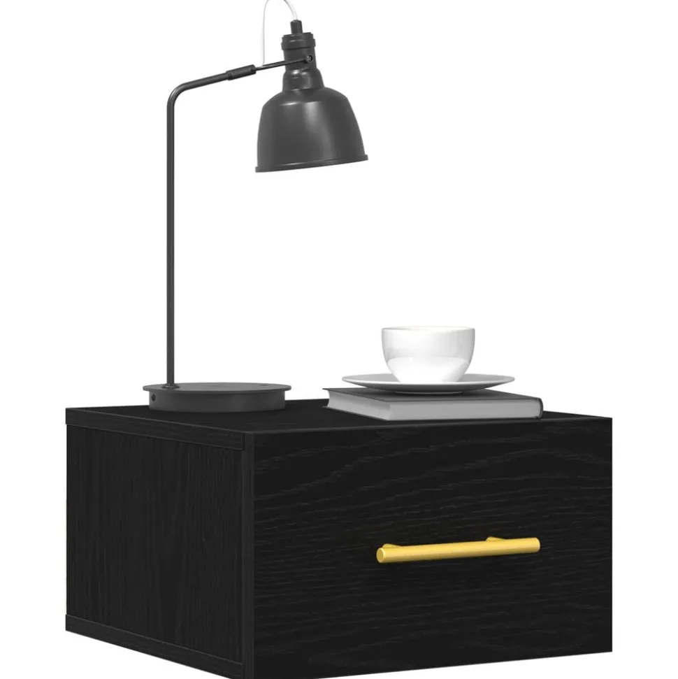 vidaXL Nachtkastje Zwart Eiken 35 x 35 x 20 cm Bewerkt hout
