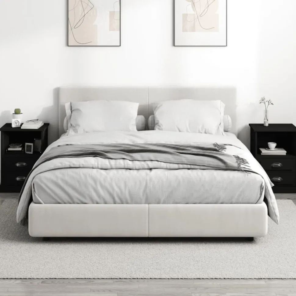 vidaXL Nachtkastjes 2 st 43x36x60 cm zwart
