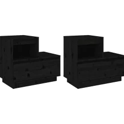 vidaXL Nachtkastjes 2 st 60x34x51 cm massief grenenhout zwart