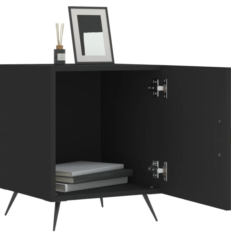 vidaXL Nachtkastjes 2 st 40x40x50 cm bewerkt hout zwart
