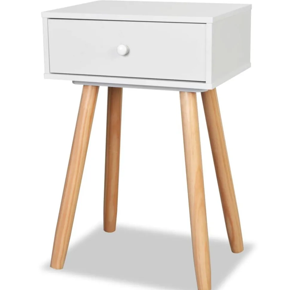 vidaXL Nachtkastjes 2 st 40x30x61 cm massief grenenhout wit
