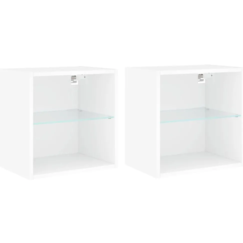 vidaXL Nachtkastjes met LED's 2 st wandgemonteerd wit