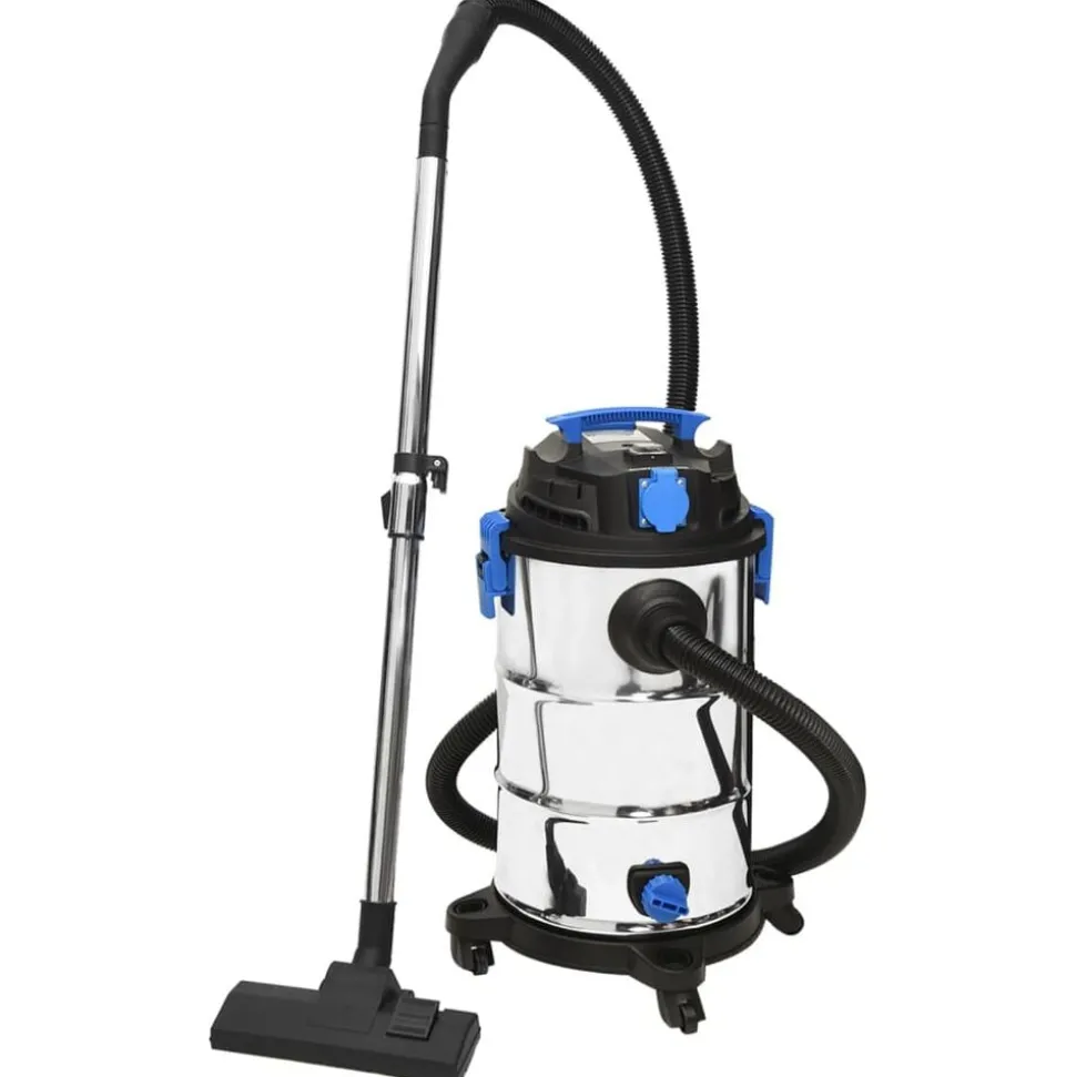 vidaXL Nat- en droogzuiger 1200 W 30 L zilverkleurig