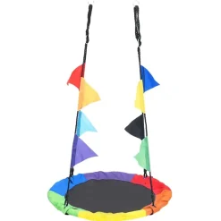 vidaXL Nestschommel met vlaggetjes 100 cm regenboogkleurig