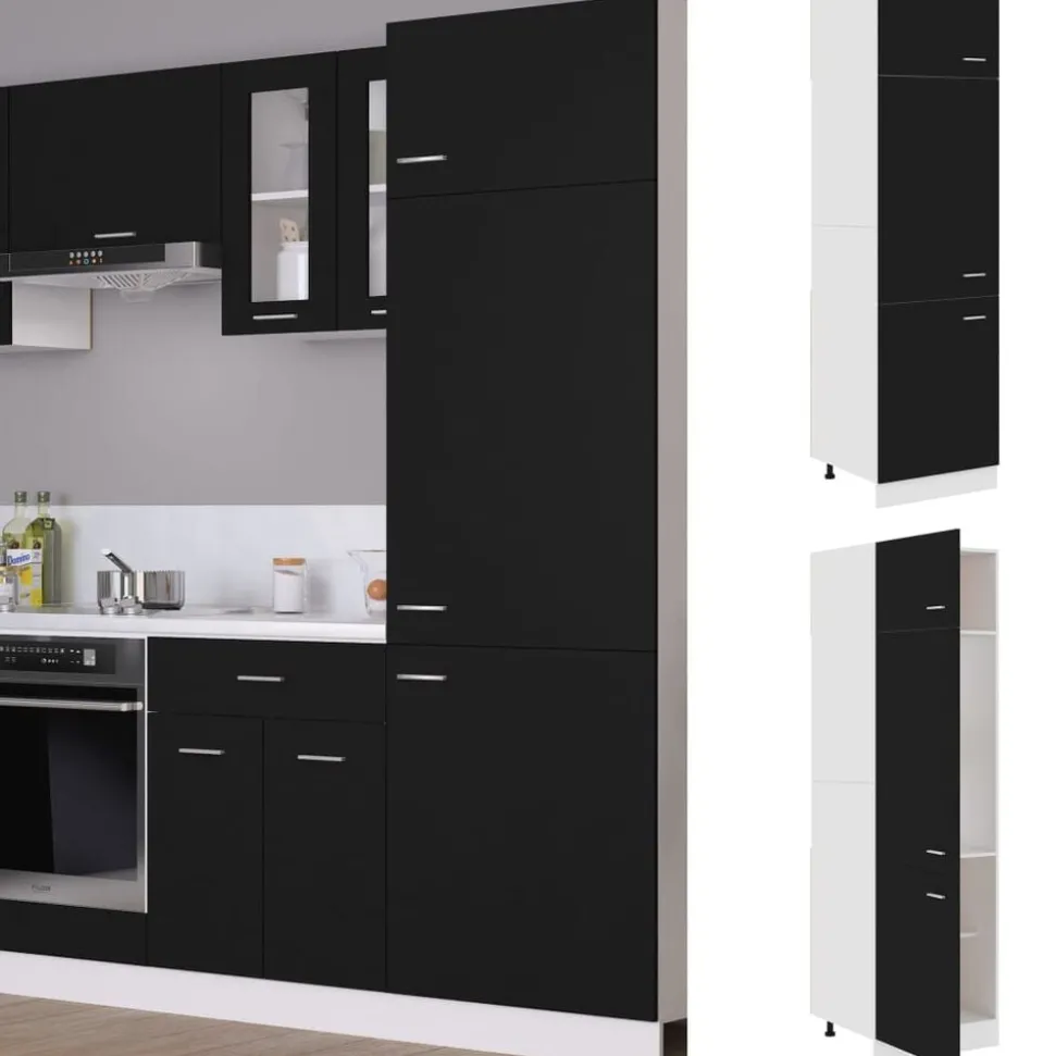 vidaXL Ombouwkast voor koelkast Lyon 60x57x207 cm bewerkt hout zwart