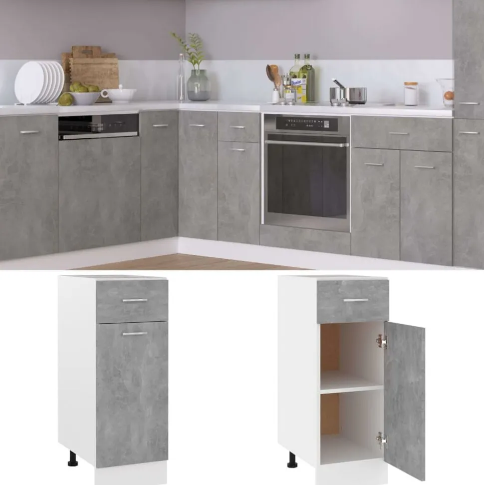 vidaXL Onderkast met lade Lyon 30x46x81,5 cm bewerkt hout betongrijs