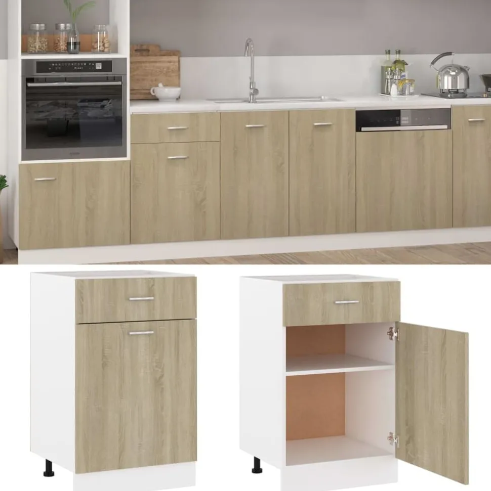 vidaXL Onderkast met lade Lyon 50x46x81,5 cm sonoma eikenkleur