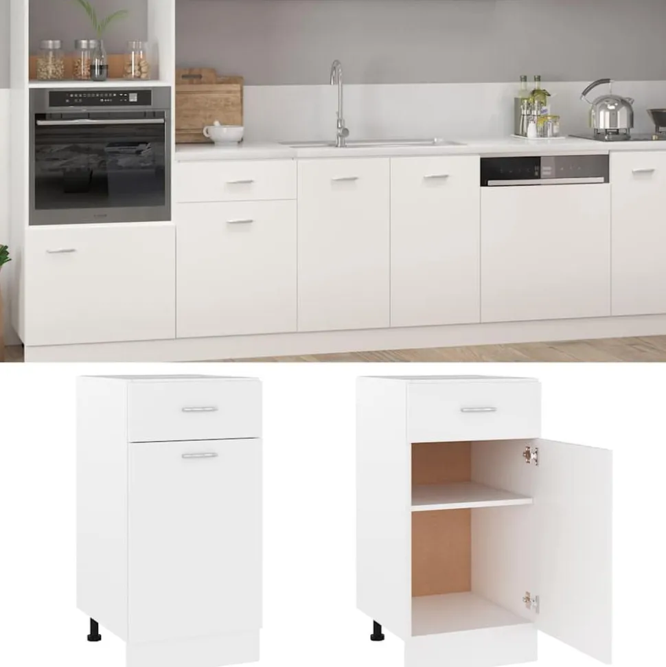 vidaXL Onderkast met lade Lyon 40x46x81,5 cm bewerkt hout wit