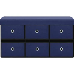 vidaXL Opbergbank inklapbaar 76x38x38 cm kunstlinnen blauw