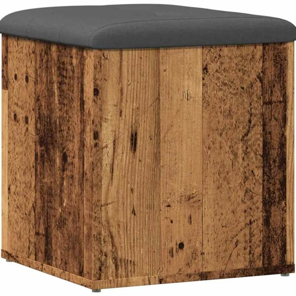 vidaXL Opbergbank 42x42x45 cm bewerkt hout oud houtkleurig