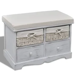 vidaXL Opbergbank 62x33x42 cm paulowniahout wit