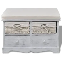 vidaXL Opbergbank 62x33x42 cm paulowniahout wit