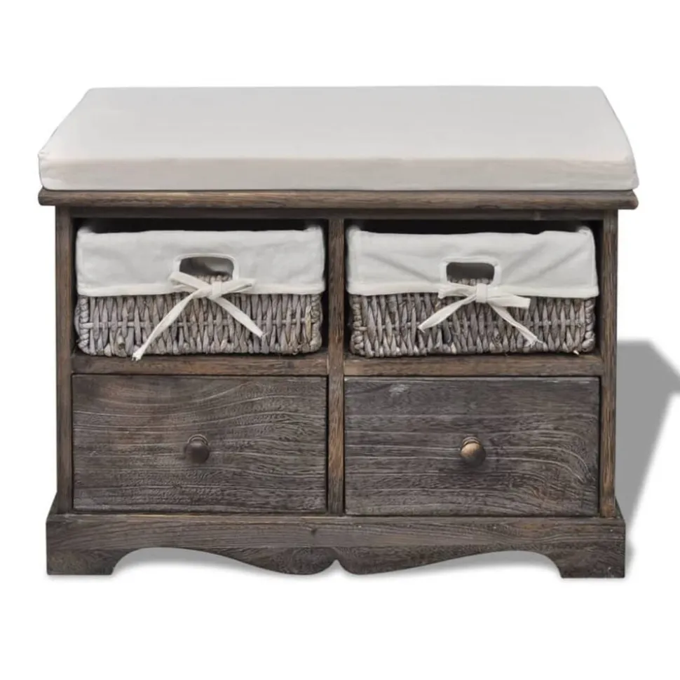 vidaXL Opbergbank 62x33x42 cm paulowniahout bruin