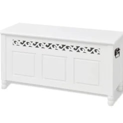 vidaXL Opbergbankje barokstijl MDF wit