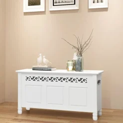 vidaXL Opbergbankje barokstijl MDF wit
