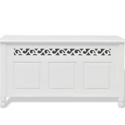 vidaXL Opbergbankje barokstijl MDF wit