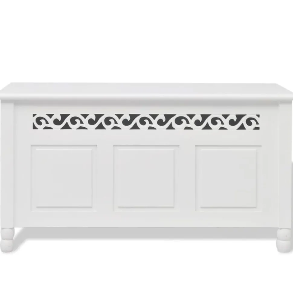 vidaXL Opbergbankje barokstijl MDF wit