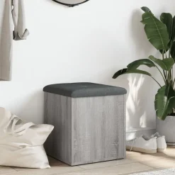vidaXL Opbergbankje 42x42x45 cm bewerkt hout grijs sonoma eikenkleurig