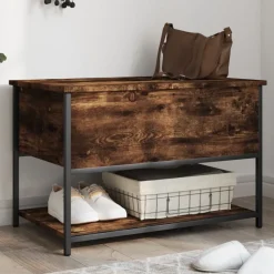 vidaXL Opbergbankje 70x42,5x47 cm bewerkt hout gerookt eikenkleurig