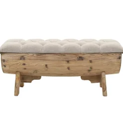 vidaXL Opbergbankje 103x51x44 cm massief hout en stof