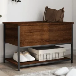vidaXL Opbergbankje 70x42,5x47 cm bewerkt hout bruin eikenkleur