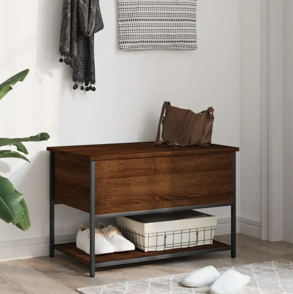 vidaXL Opbergbankje 70x42,5x47 cm bewerkt hout bruin eikenkleur