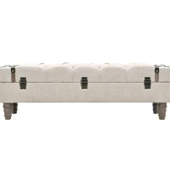vidaXL Opbergbankje 111x34x37 cm massief hout en staal