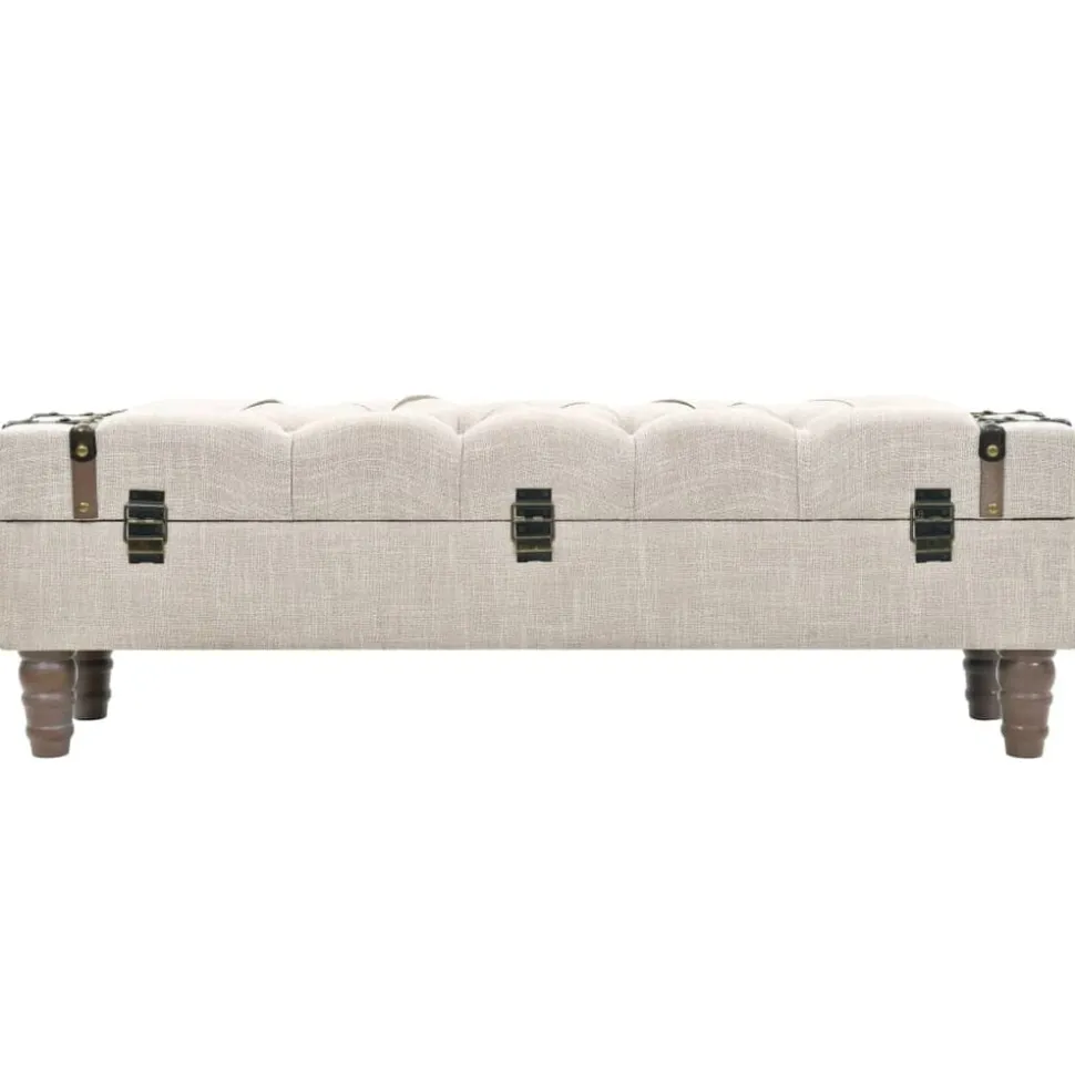 vidaXL Opbergbankje 111x34x37 cm massief hout en staal